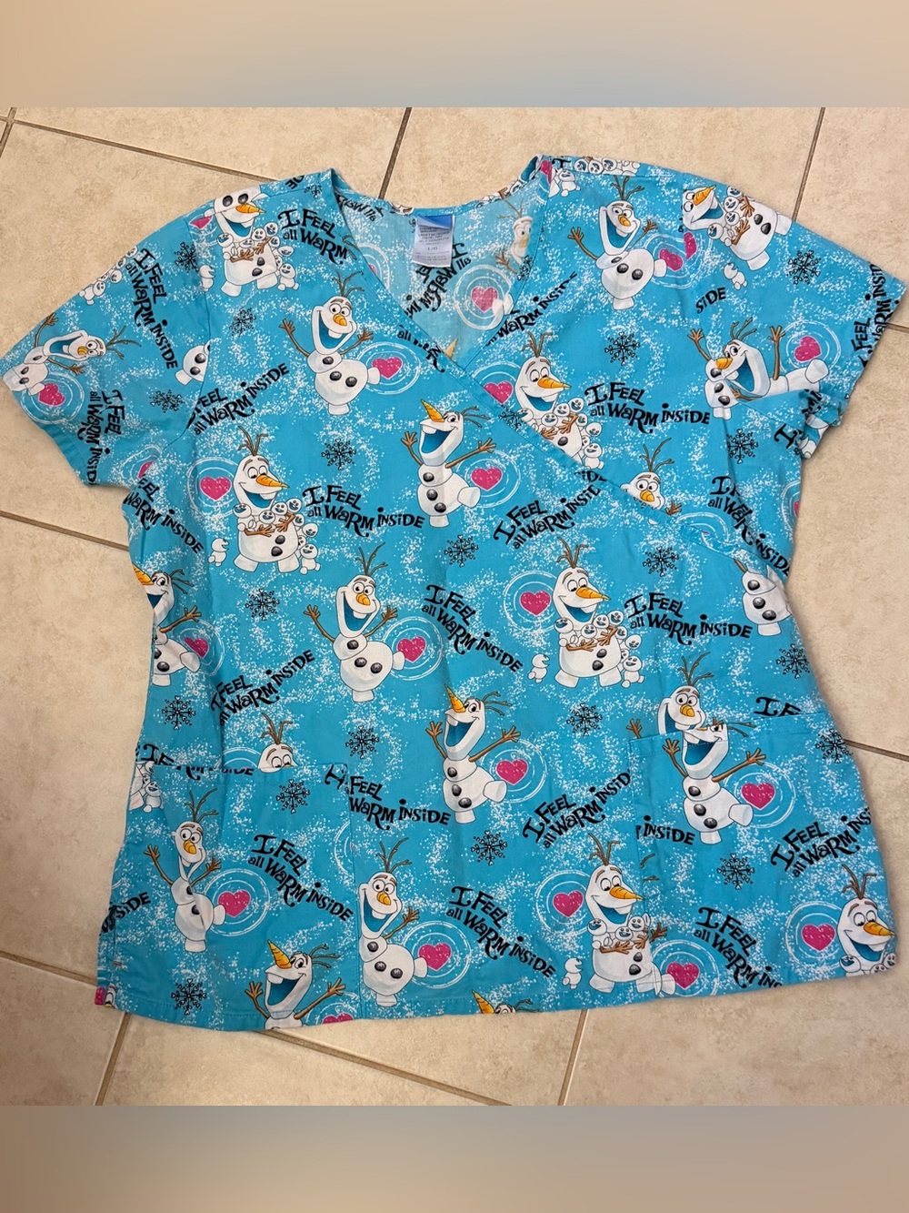 Disney Frozen Olaf "I Feel Warm Inside" Scrub Top
